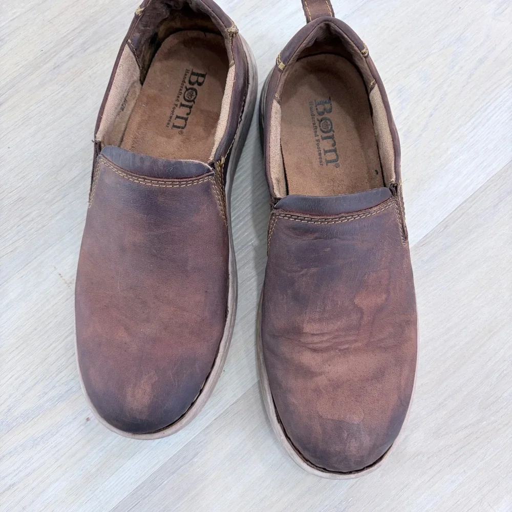 Born Mens Brown Leather Slip On Loafers‎ Shoes BM0015887 Size 11 44